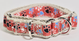 3/4" HEMP MARTINGALE PAWS COLLECTION